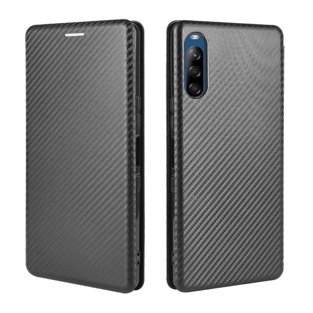 Carbon Fiber Auto-absorbed Leather Stand Protector Cover for Sony Xperia L4