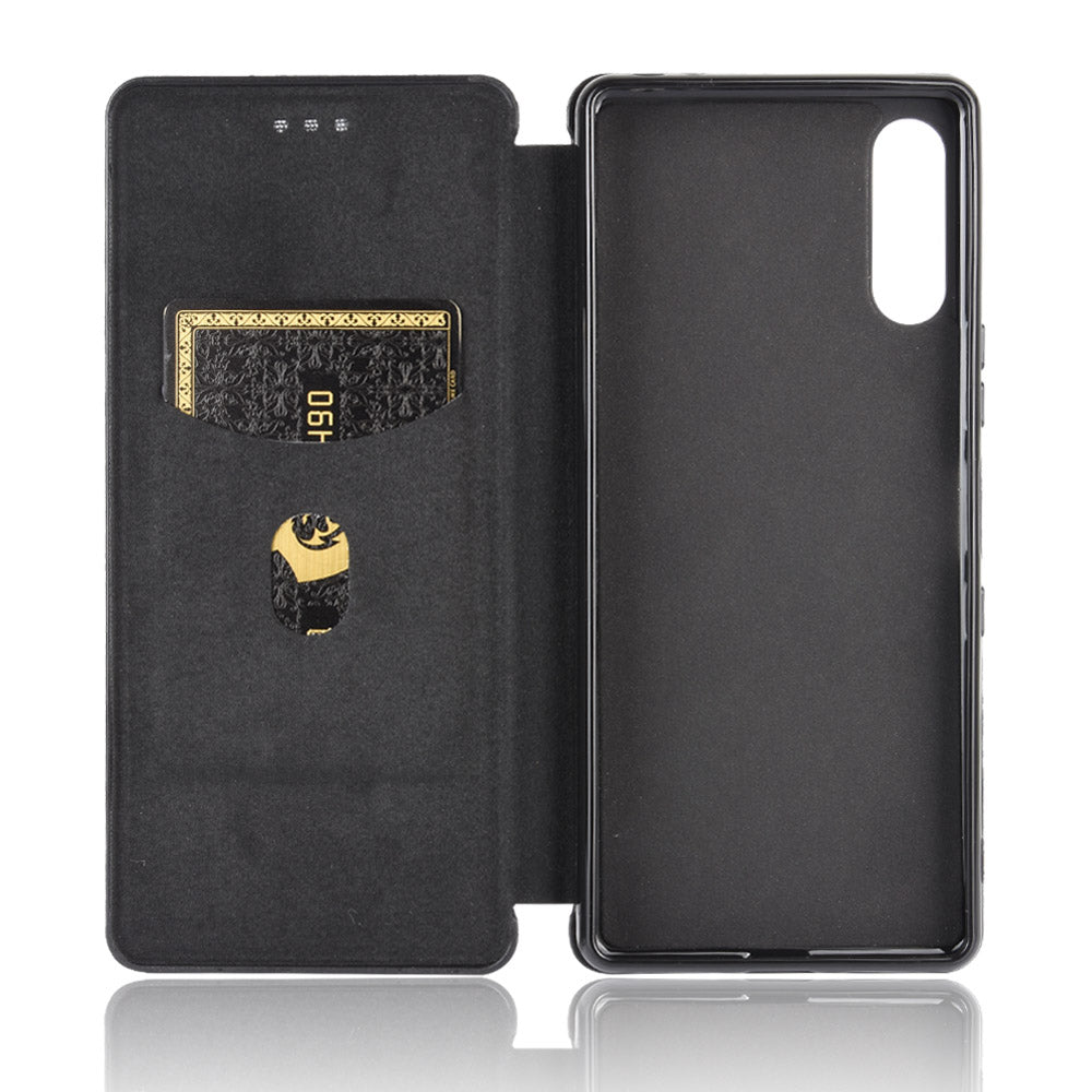 Carbon Fiber Auto-absorbed Leather Stand Protector Cover for Sony Xperia L4