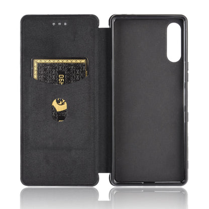 Carbon Fiber Auto-absorbed Leather Stand Protector Cover for Sony Xperia L4