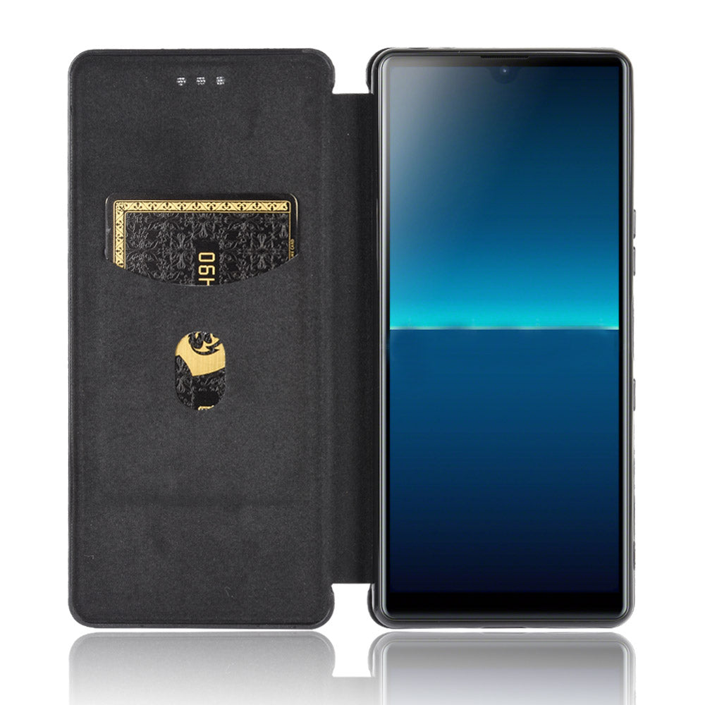 Carbon Fiber Auto-absorbed Leather Stand Protector Cover for Sony Xperia L4