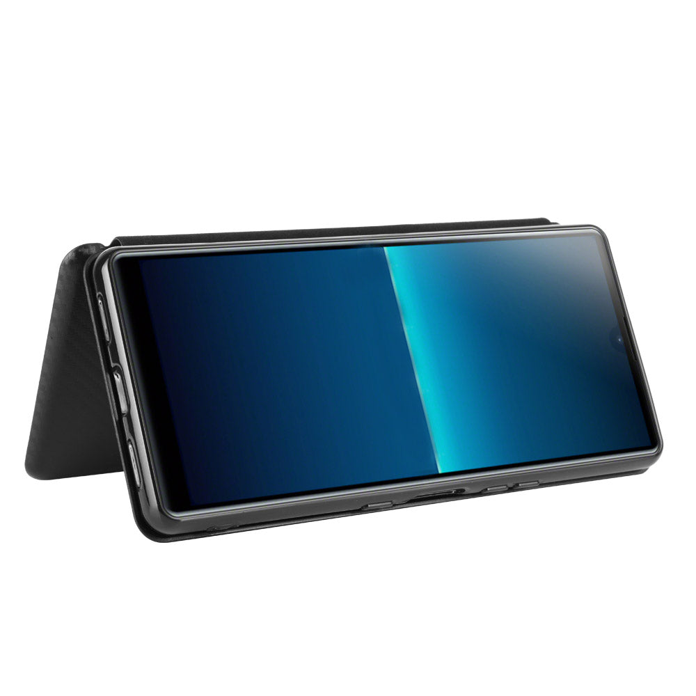 Carbon Fiber Auto-absorbed Leather Stand Protector Cover for Sony Xperia L4