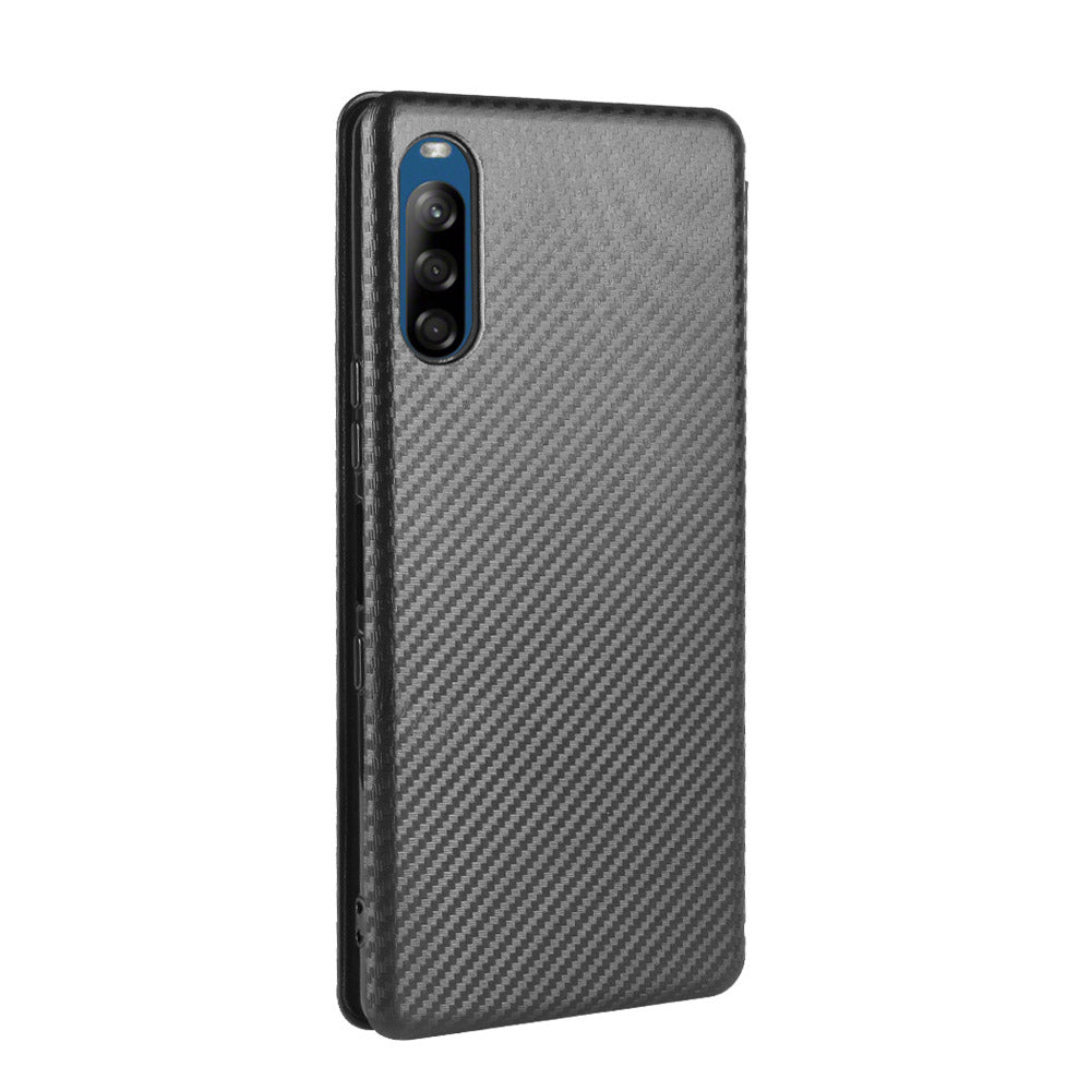 Carbon Fiber Auto-absorbed Leather Stand Protector Cover for Sony Xperia L4