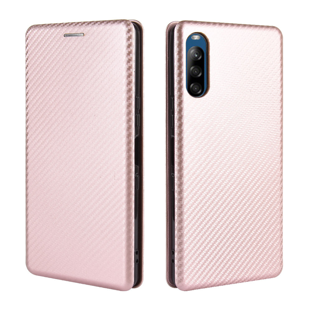 Carbon Fiber Auto-absorbed Leather Stand Protector Cover for Sony Xperia L4