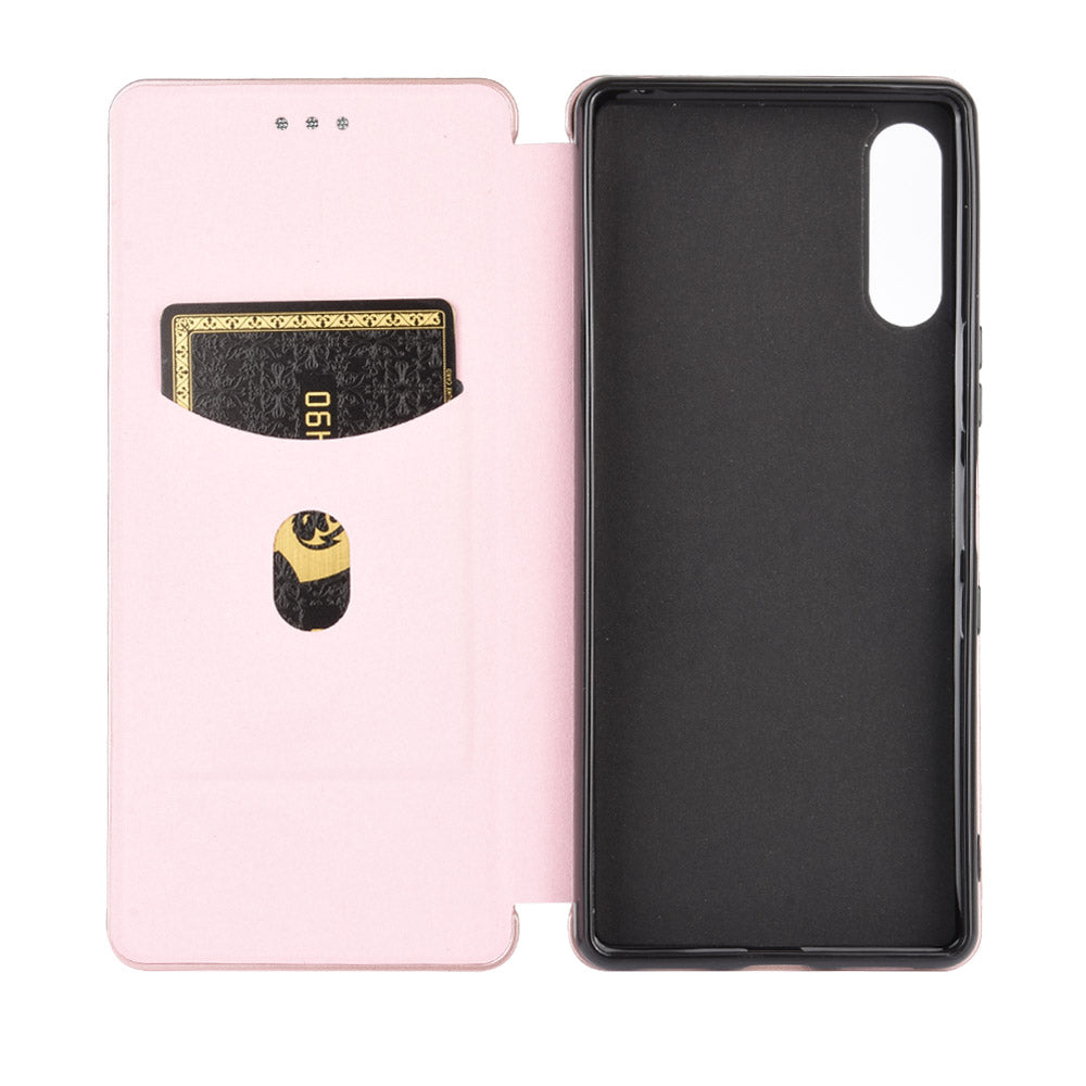 Carbon Fiber Auto-absorbed Leather Stand Protector Cover for Sony Xperia L4