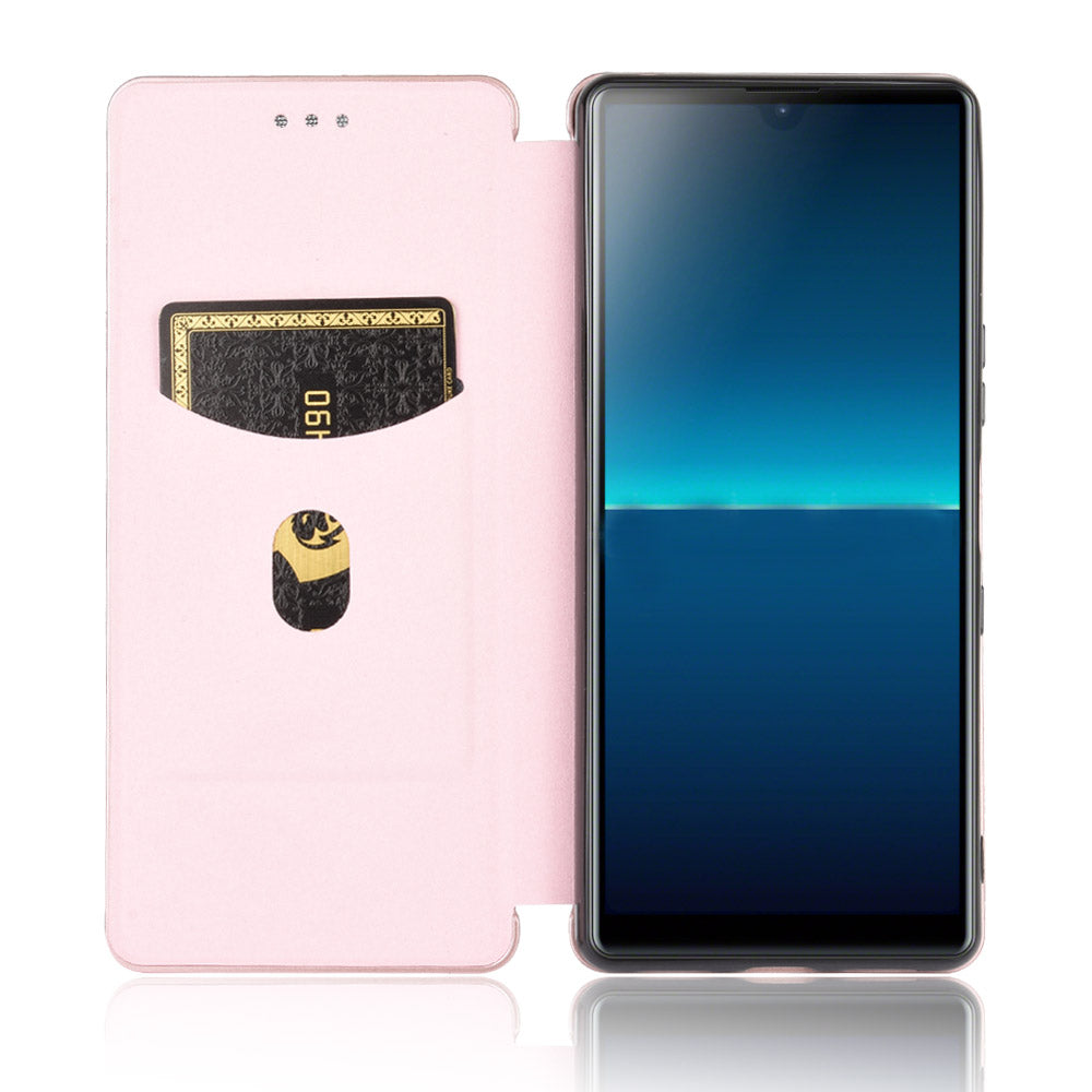 Carbon Fiber Auto-absorbed Leather Stand Protector Cover for Sony Xperia L4
