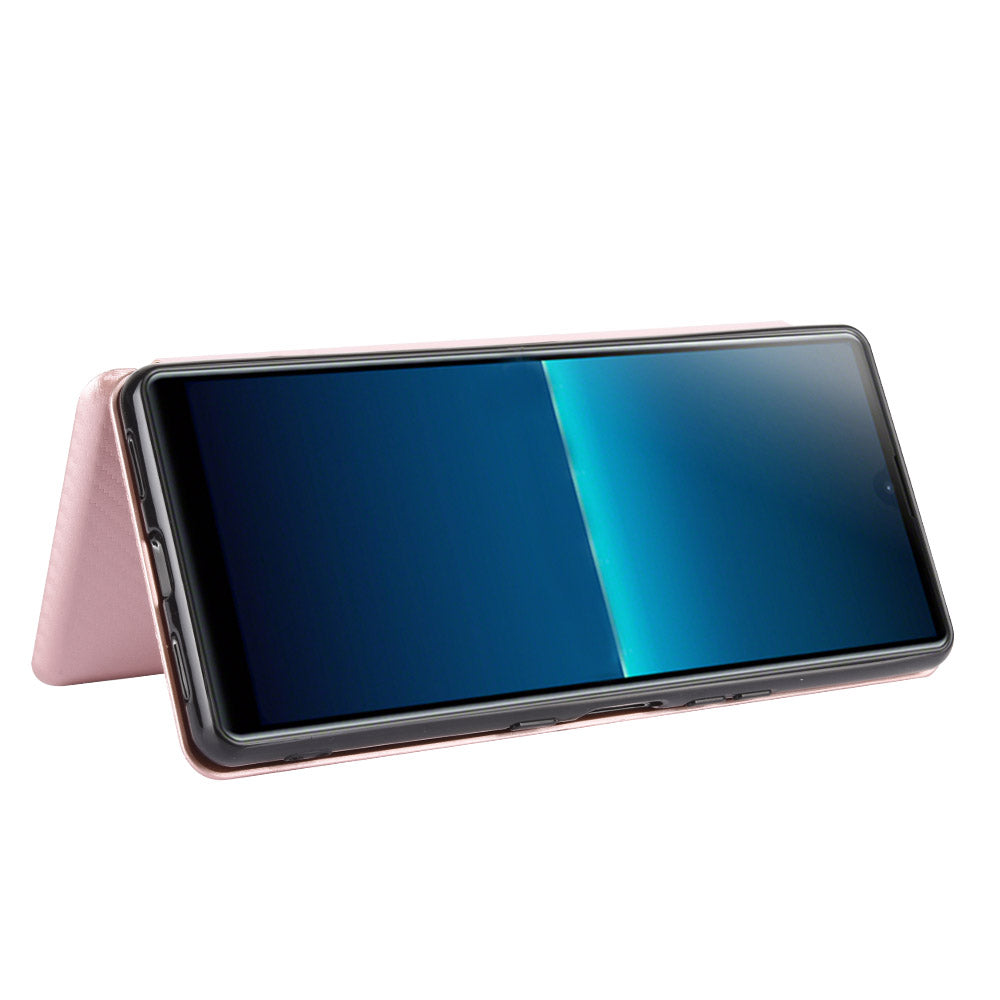 Carbon Fiber Auto-absorbed Leather Stand Protector Cover for Sony Xperia L4