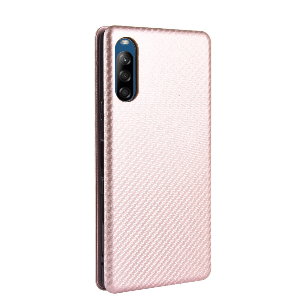 Carbon Fiber Auto-absorbed Leather Stand Protector Cover for Sony Xperia L4