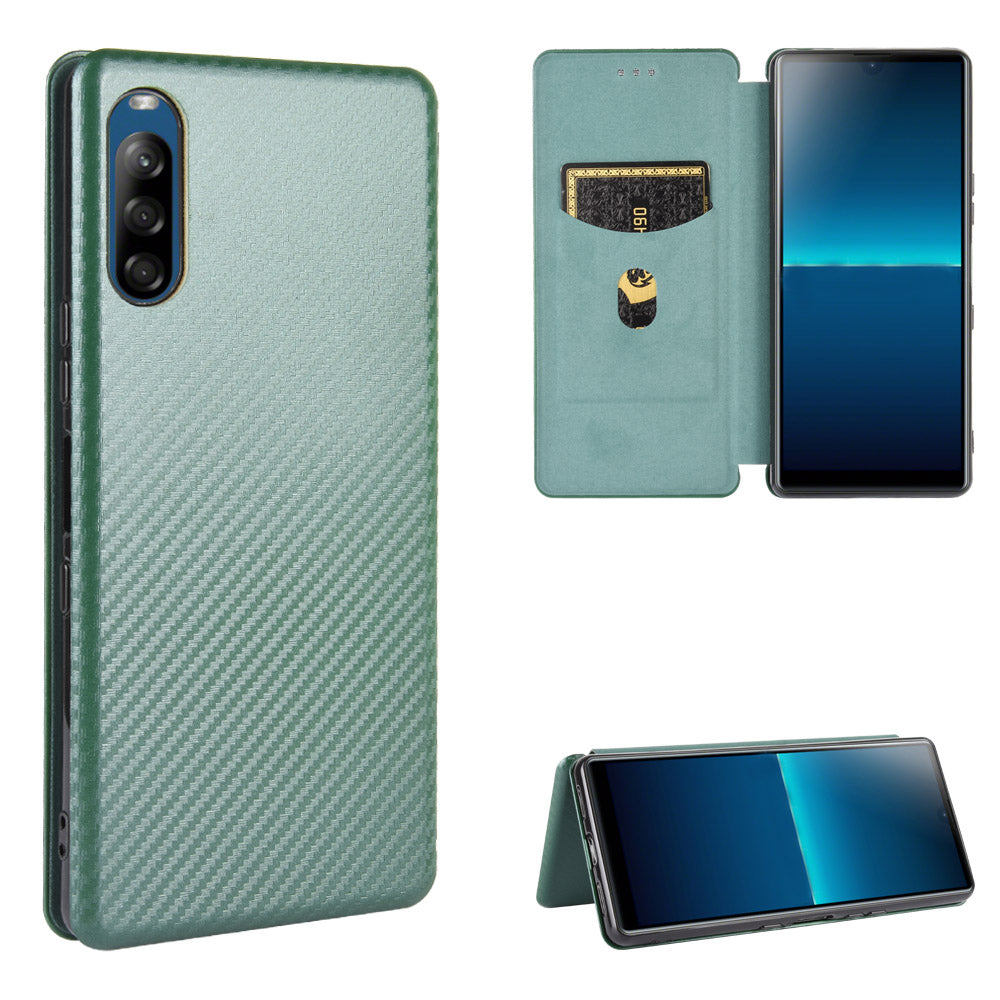 Carbon Fiber Auto-absorbed Leather Stand Protector Cover for Sony Xperia L4
