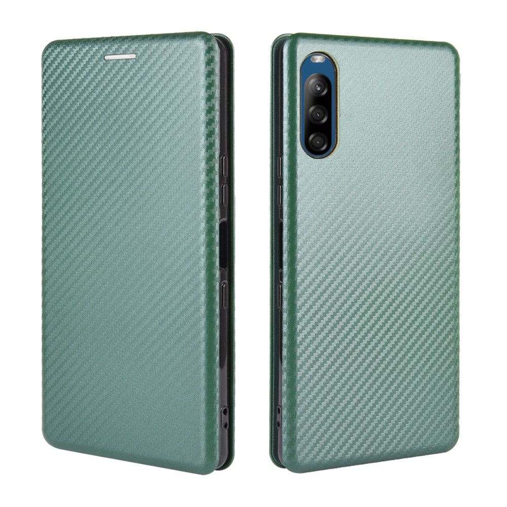 Carbon Fiber Auto-absorbed Leather Stand Protector Cover for Sony Xperia L4