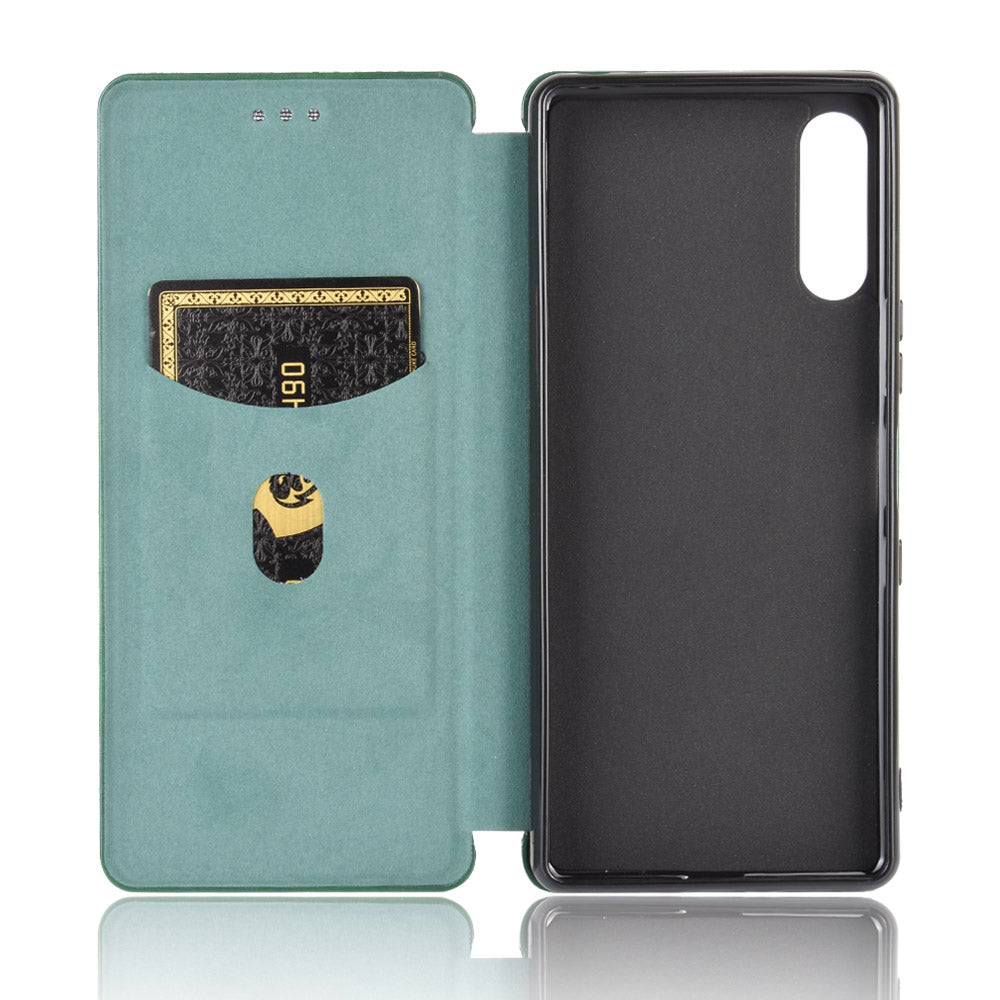 Carbon Fiber Auto-absorbed Leather Stand Protector Cover for Sony Xperia L4
