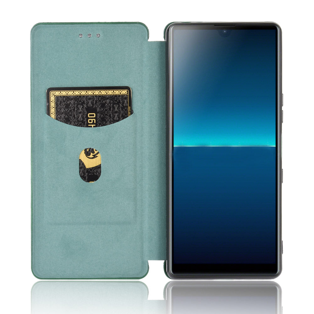 Carbon Fiber Auto-absorbed Leather Stand Protector Cover for Sony Xperia L4