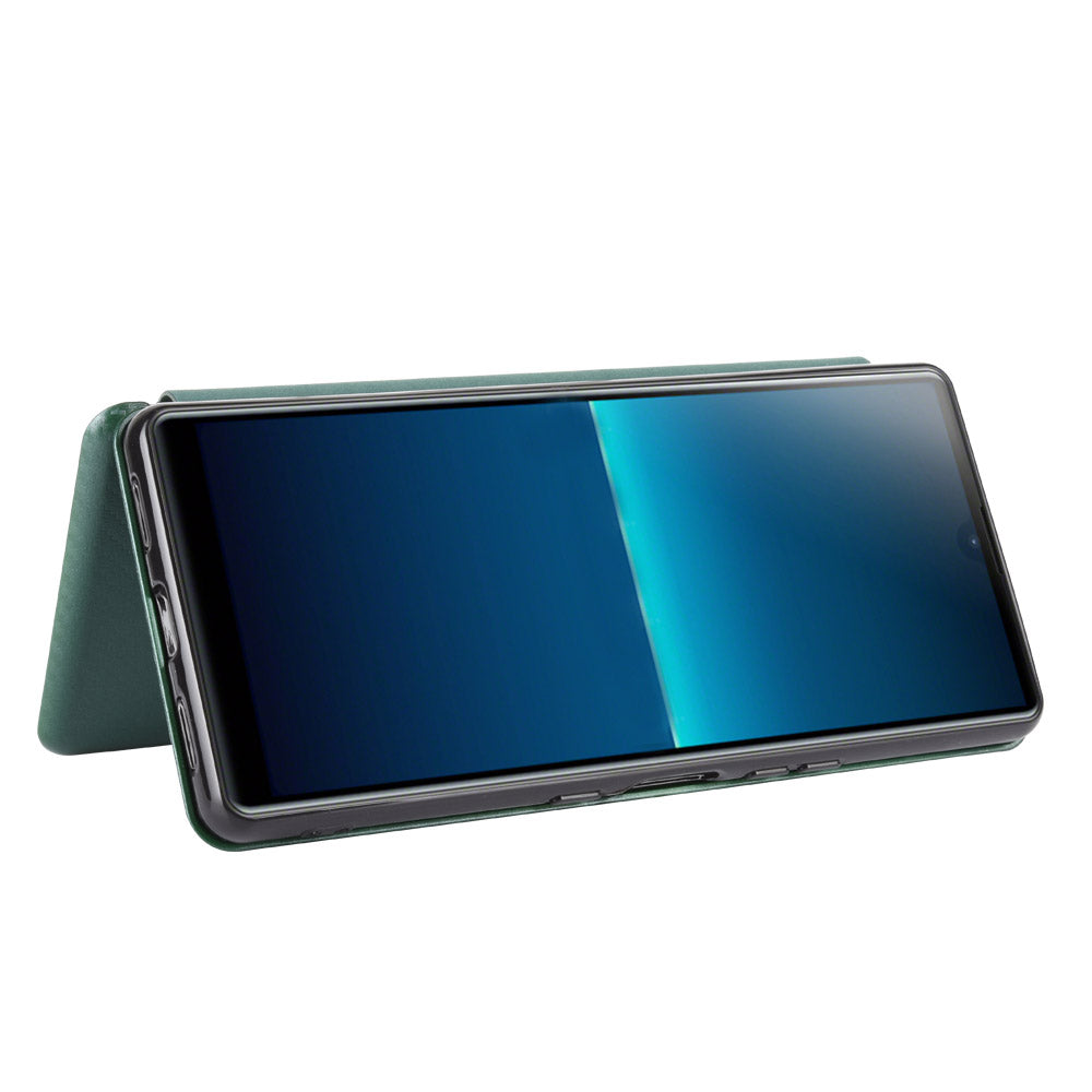 Carbon Fiber Auto-absorbed Leather Stand Protector Cover for Sony Xperia L4