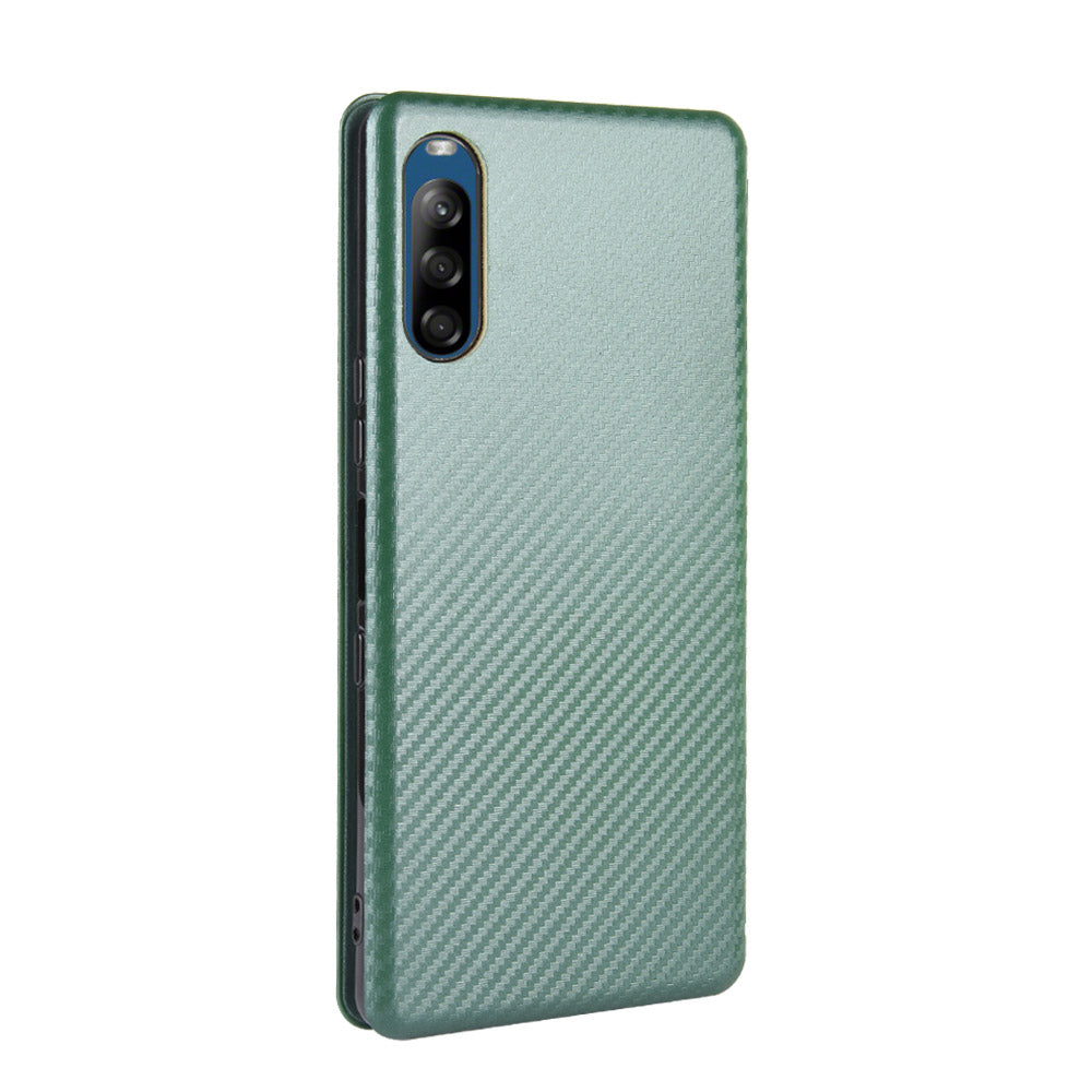 Carbon Fiber Auto-absorbed Leather Stand Protector Cover for Sony Xperia L4