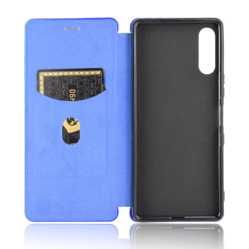 Carbon Fiber Auto-absorbed Leather Stand Protector Cover for Sony Xperia L4