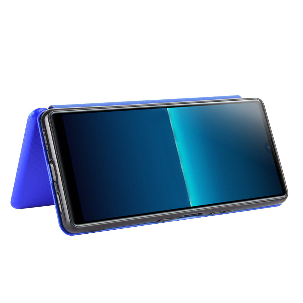 Carbon Fiber Auto-absorbed Leather Stand Protector Cover for Sony Xperia L4