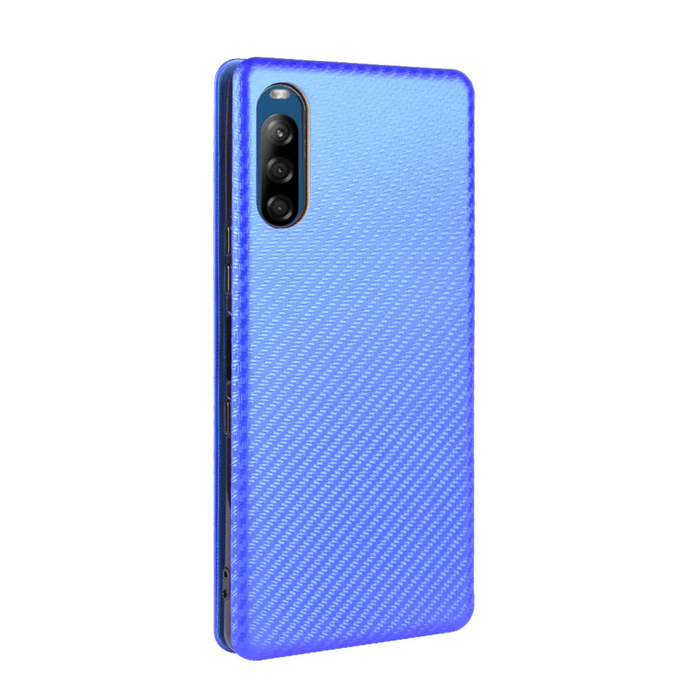 Carbon Fiber Auto-absorbed Leather Stand Protector Cover for Sony Xperia L4