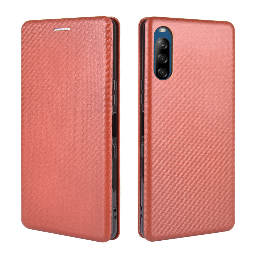 Carbon Fiber Auto-absorbed Leather Stand Protector Cover for Sony Xperia L4
