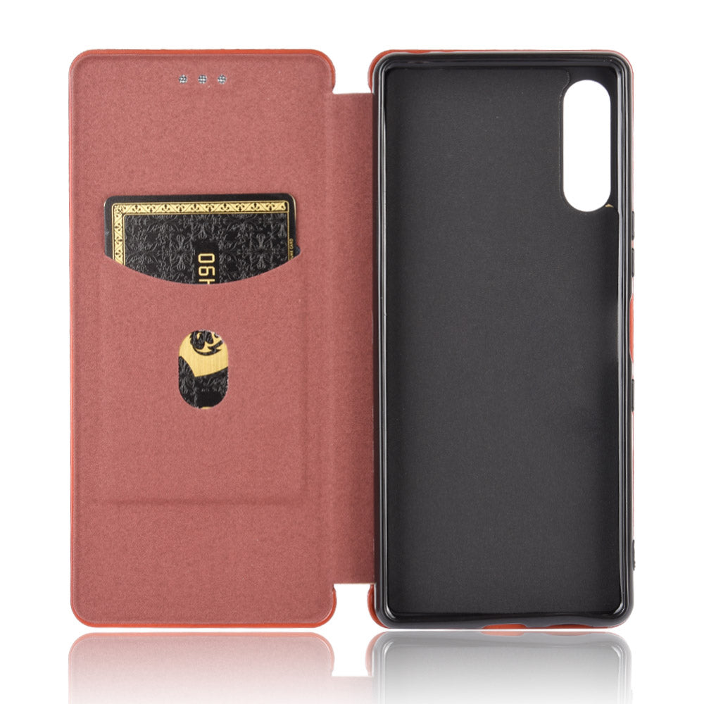 Carbon Fiber Auto-absorbed Leather Stand Protector Cover for Sony Xperia L4