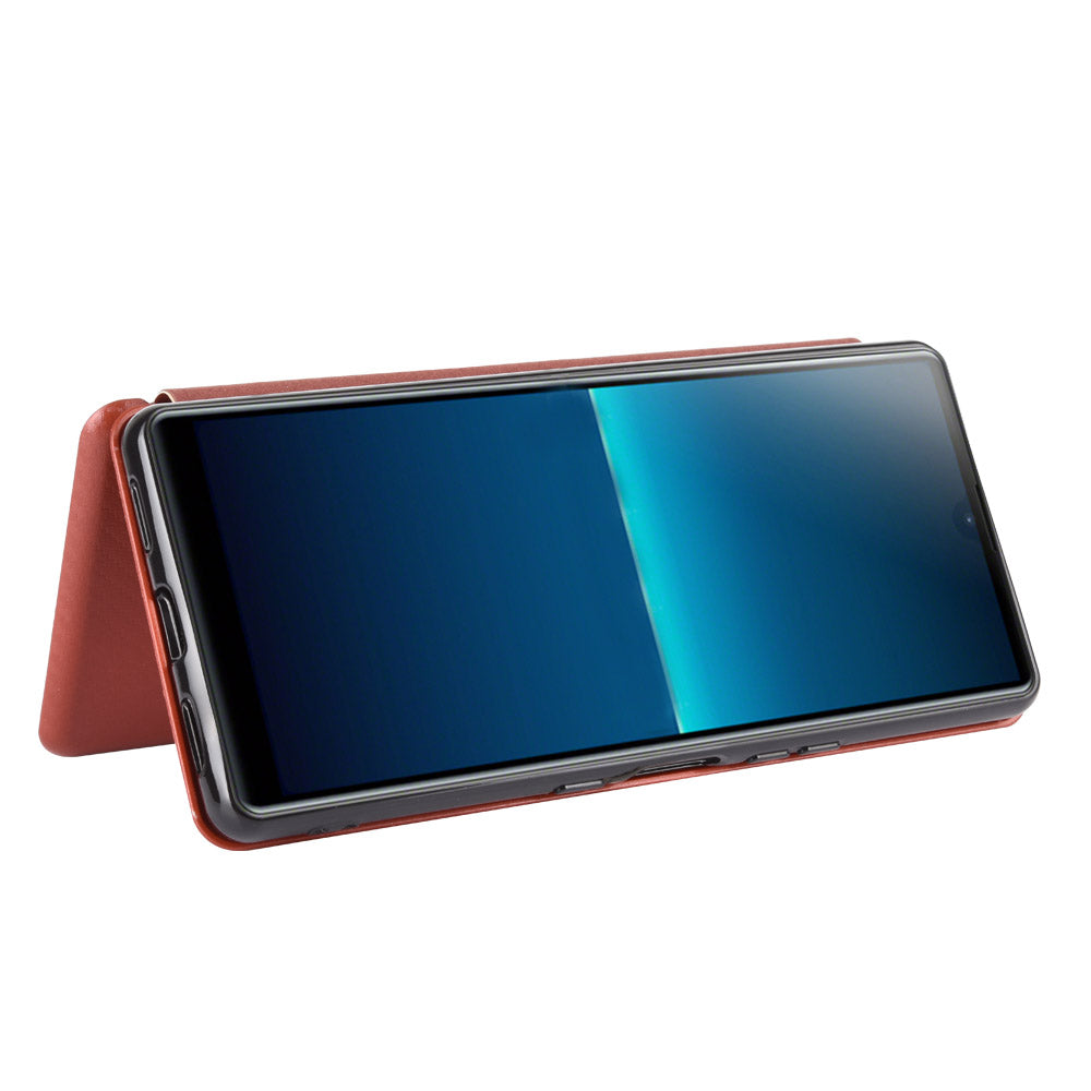 Carbon Fiber Auto-absorbed Leather Stand Protector Cover for Sony Xperia L4