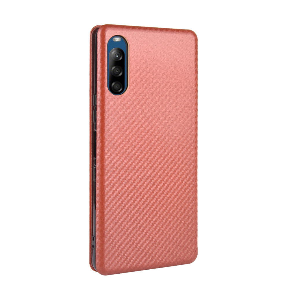 Carbon Fiber Auto-absorbed Leather Stand Protector Cover for Sony Xperia L4