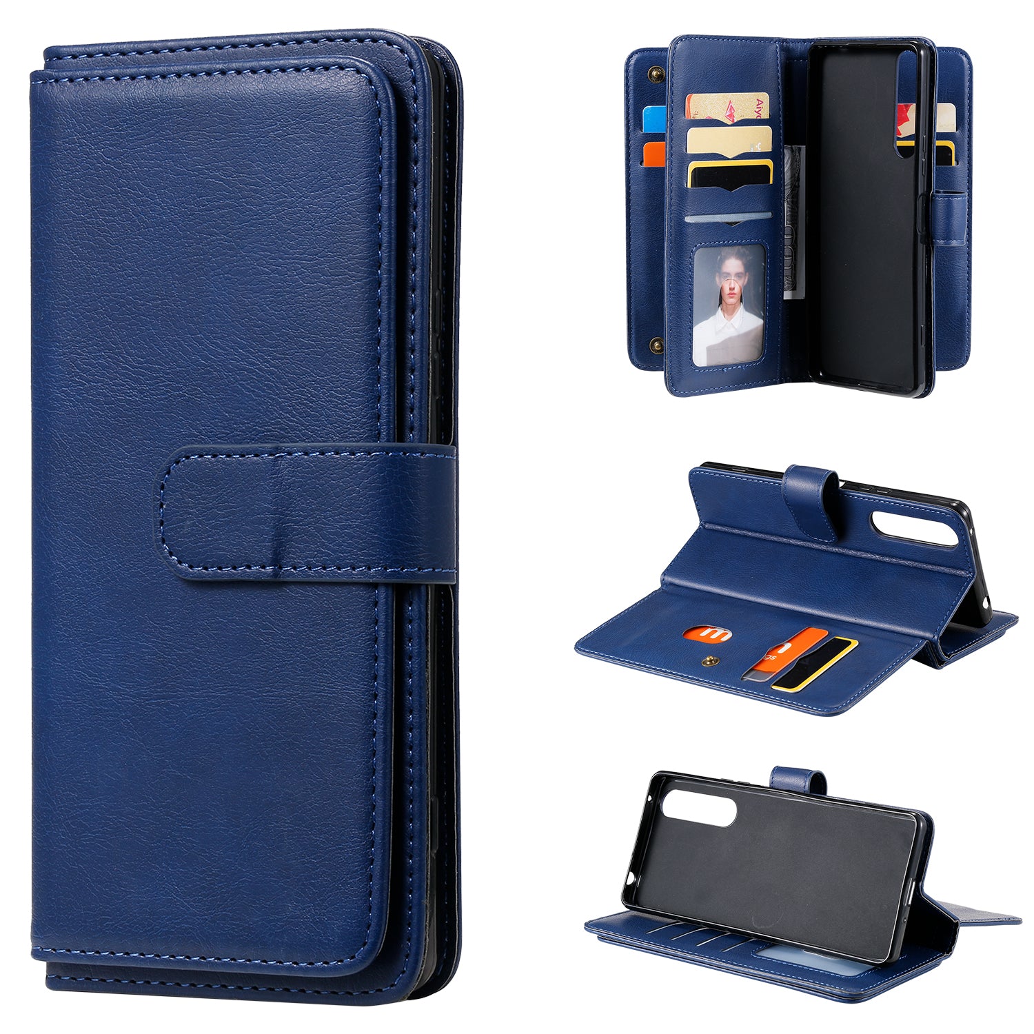 KT Multi-functional Series-1 10 Card Slots Wallet TPU+PU Leather Phone Shell for Sony Xperia 1 II