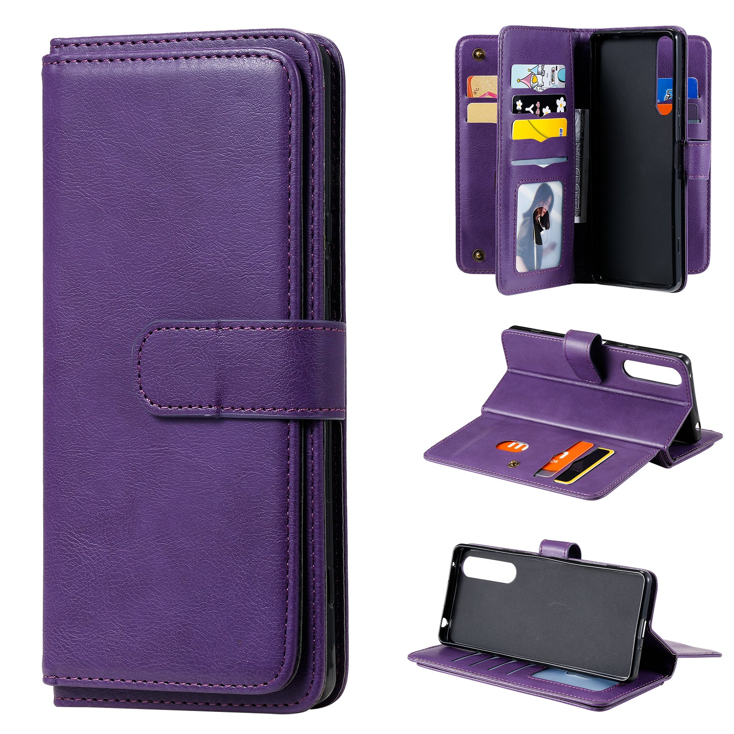 KT Multi-functional Series-1 10 Card Slots Wallet TPU+PU Leather Phone Shell for Sony Xperia 1 II