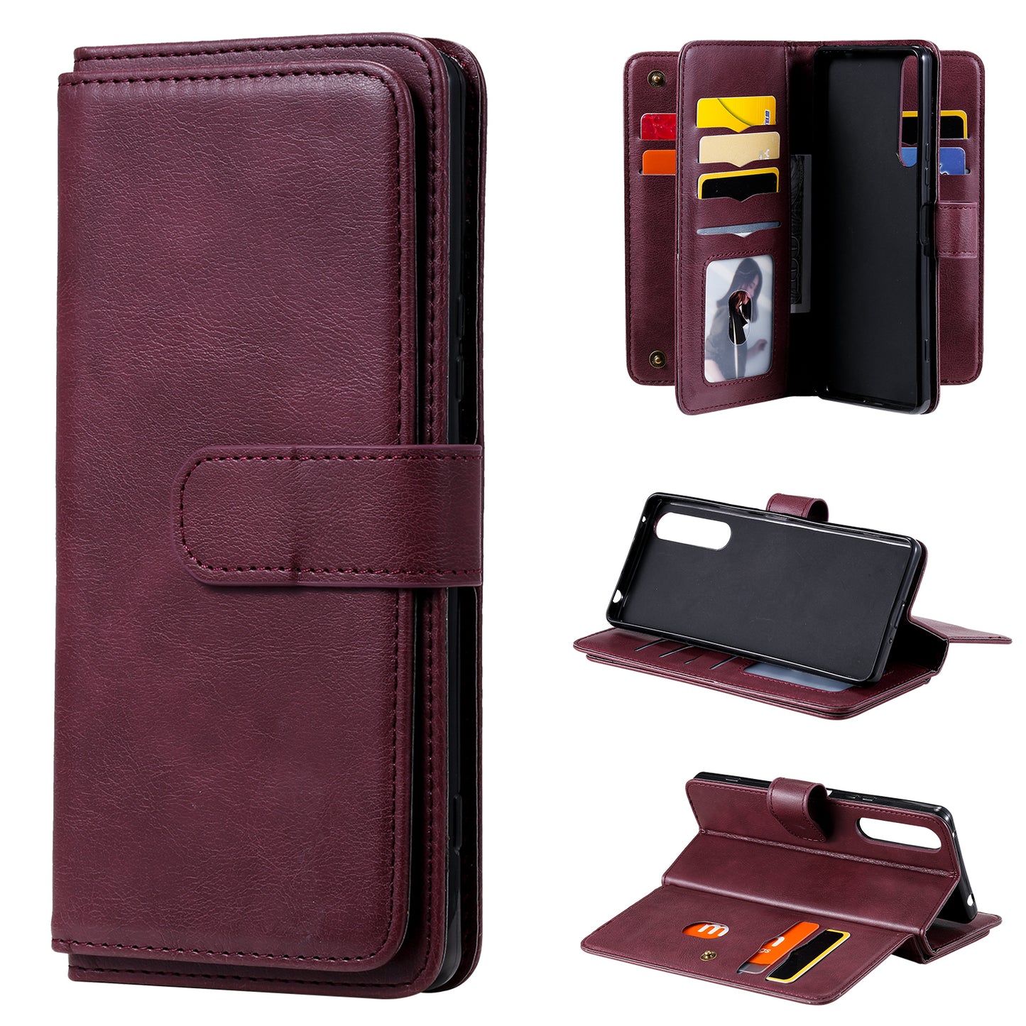 KT Multi-functional Series-1 10 Card Slots Wallet TPU+PU Leather Phone Shell for Sony Xperia 1 II