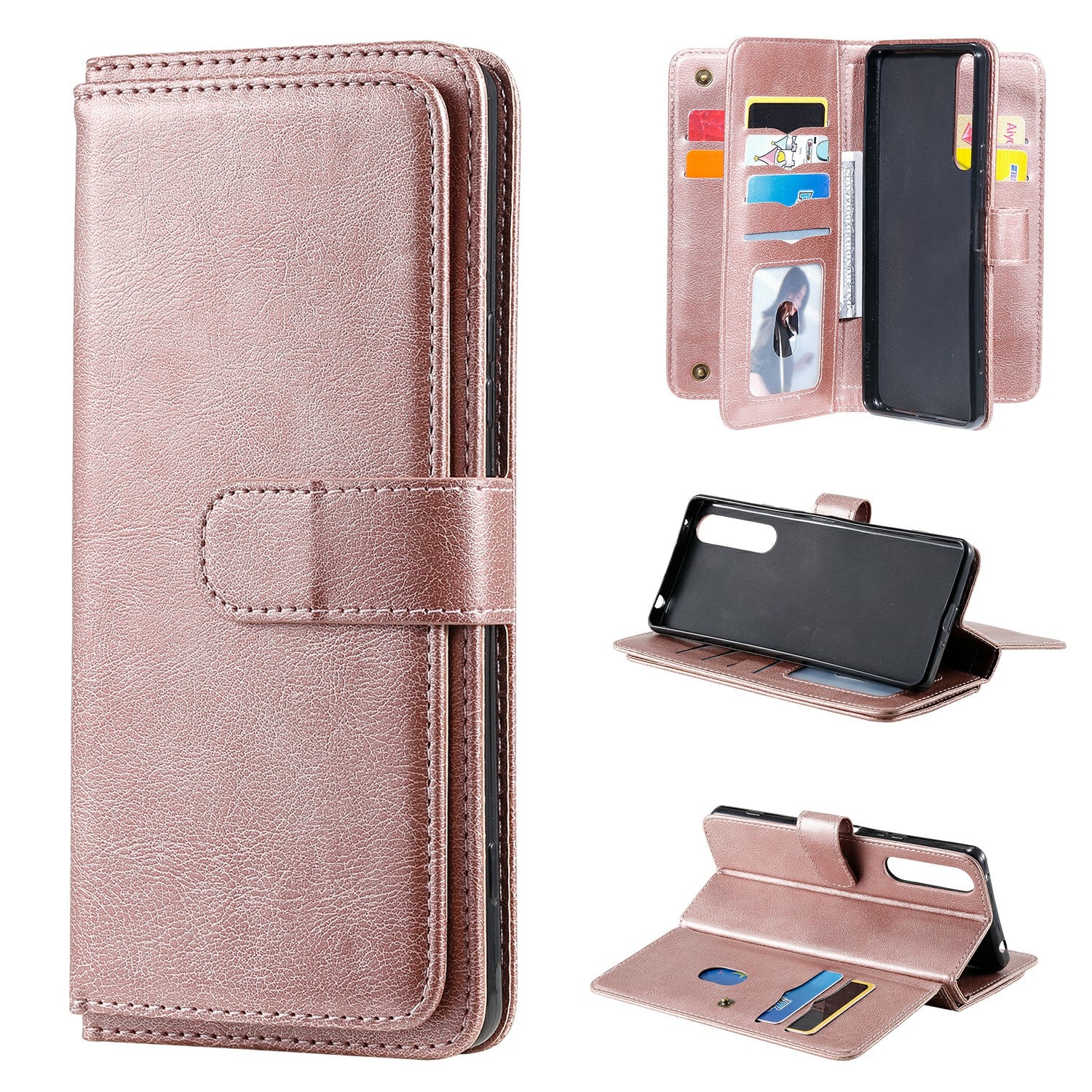 KT Multi-functional Series-1 10 Card Slots Wallet TPU+PU Leather Phone Shell for Sony Xperia 1 II