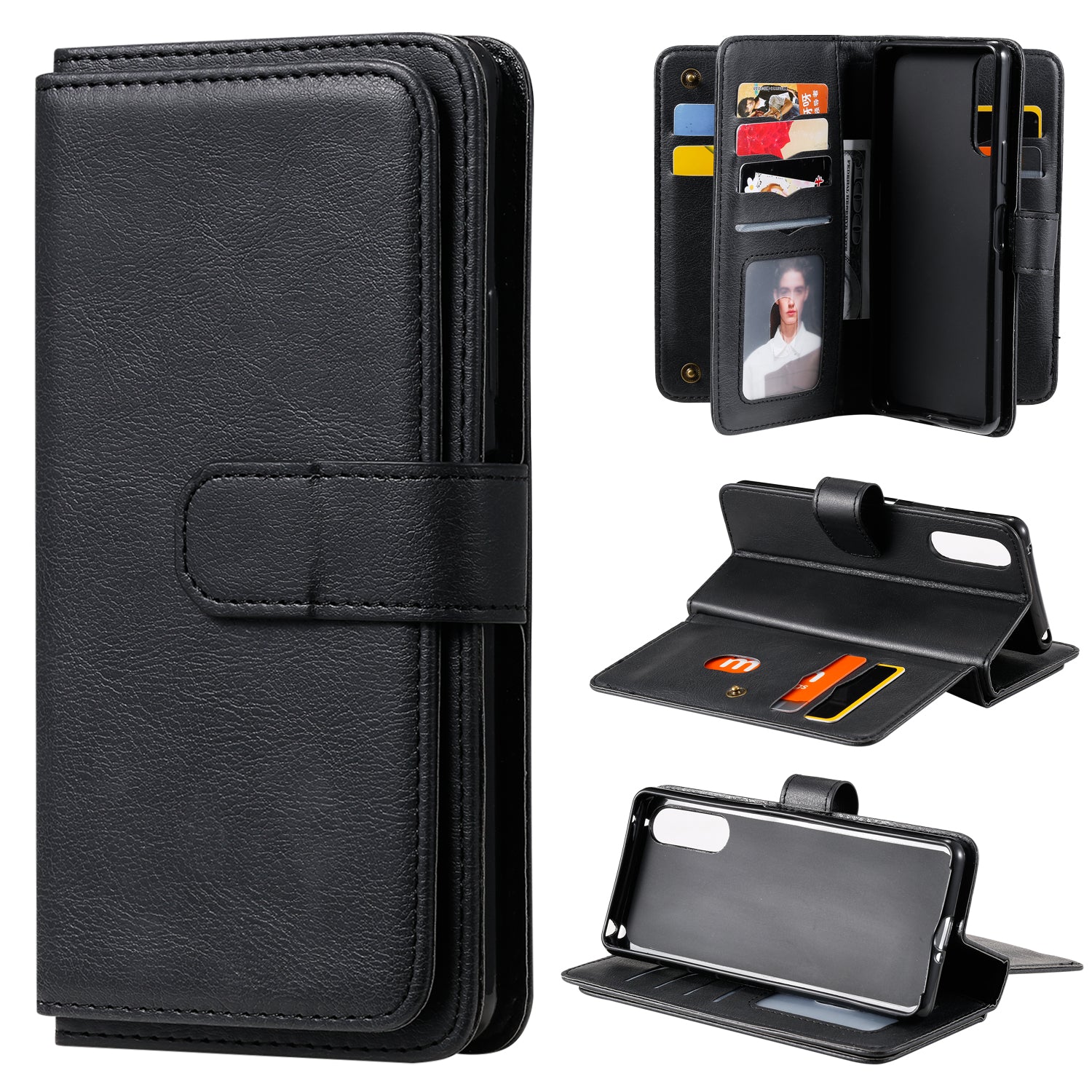 KT Multi-functional Series-1 10 Card Slots Leather Wallet Case for Sony Xperia 10 II