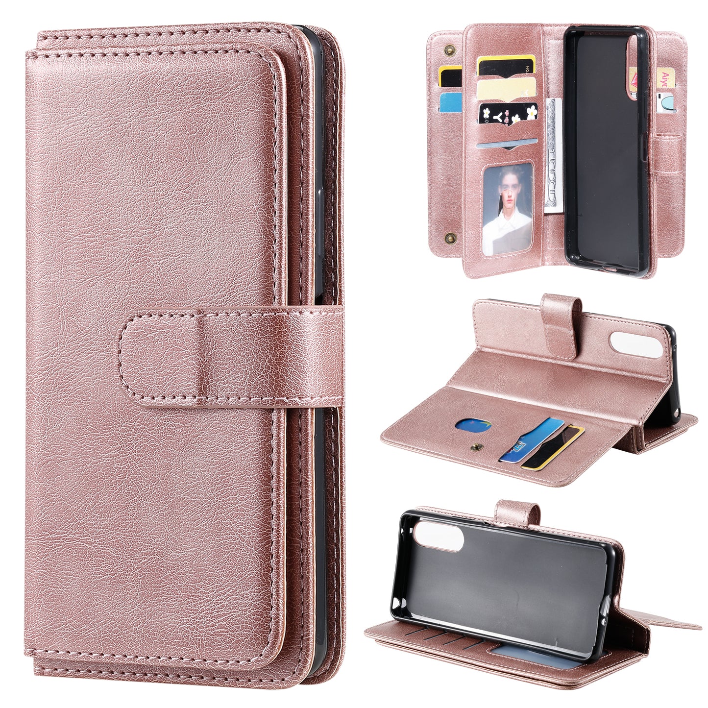 KT Multi-functional Series-1 10 Card Slots Leather Wallet Case for Sony Xperia 10 II