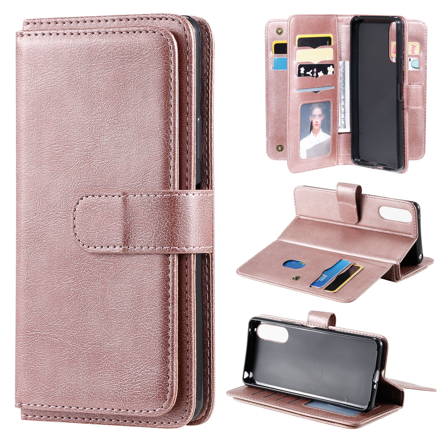 KT Multi-functional Series-1 10 Card Slots Leather Wallet Case for Sony Xperia 10 II