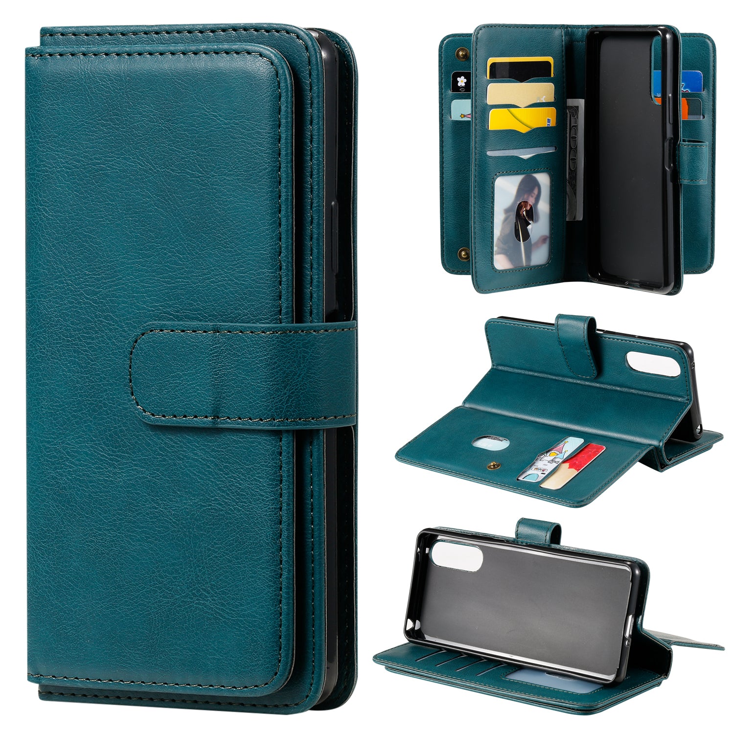 KT Multi-functional Series-1 10 Card Slots Leather Wallet Case for Sony Xperia 10 II