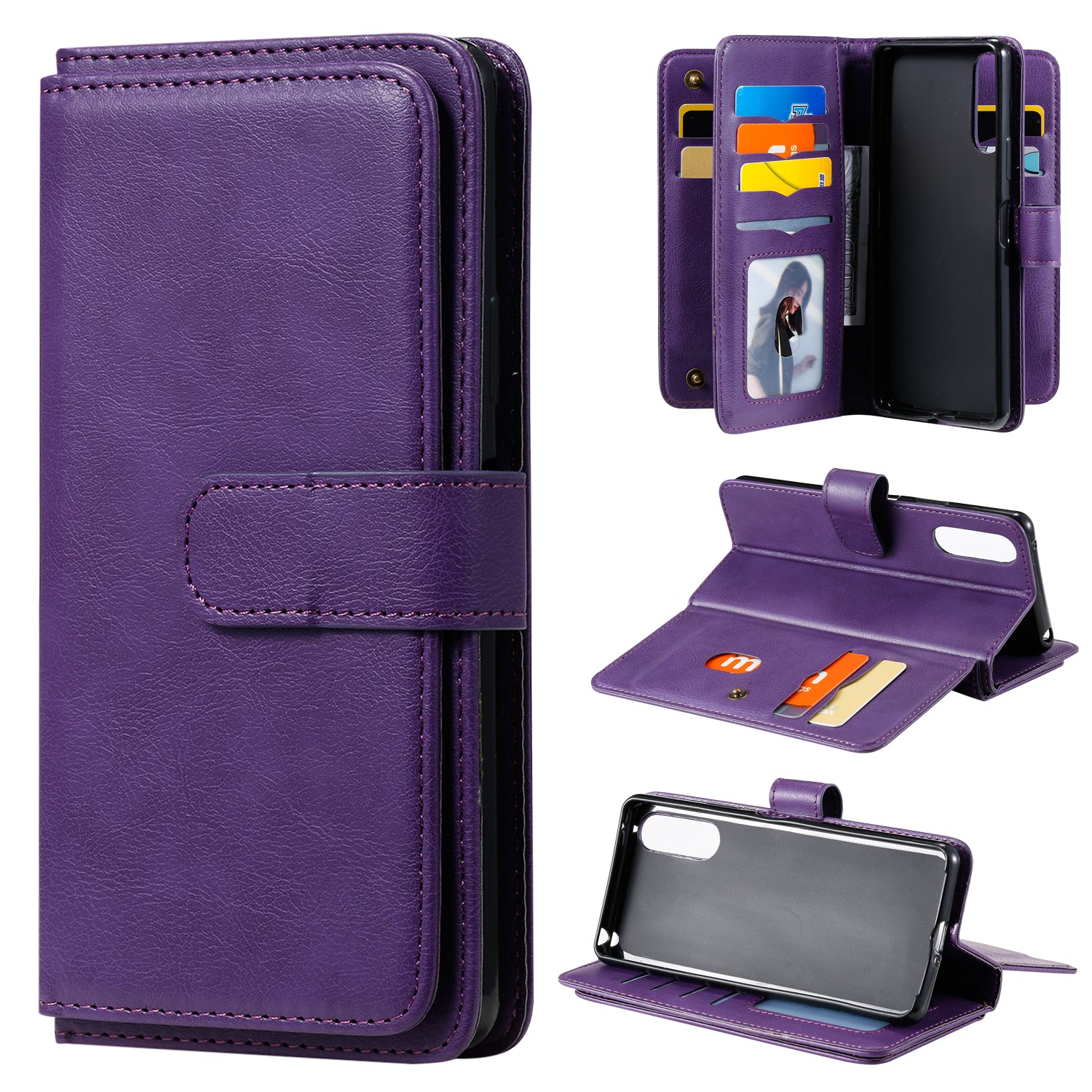 KT Multi-functional Series-1 10 Card Slots Leather Wallet Case for Sony Xperia 10 II