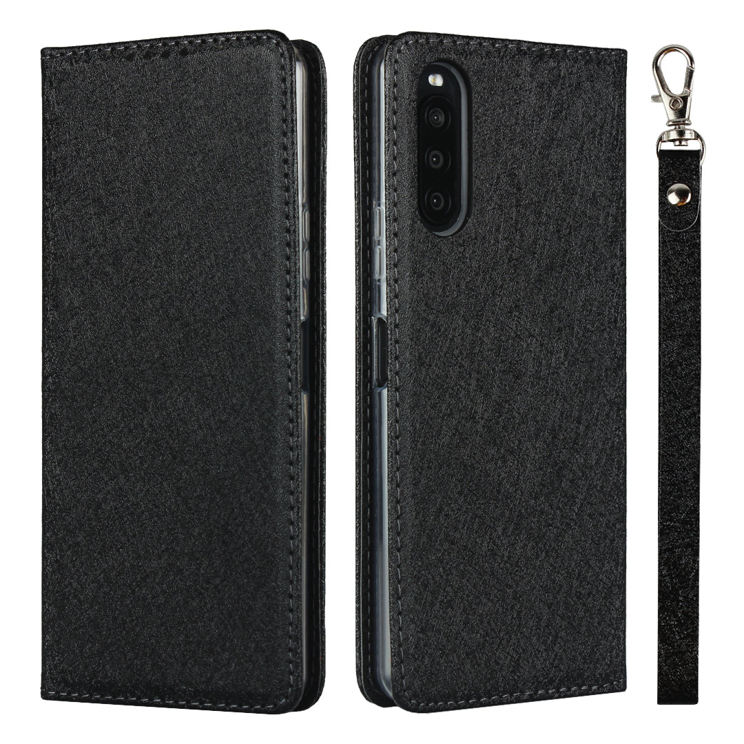 Silk Surface Leather with Strap Cover for Sony Xperia 10 II