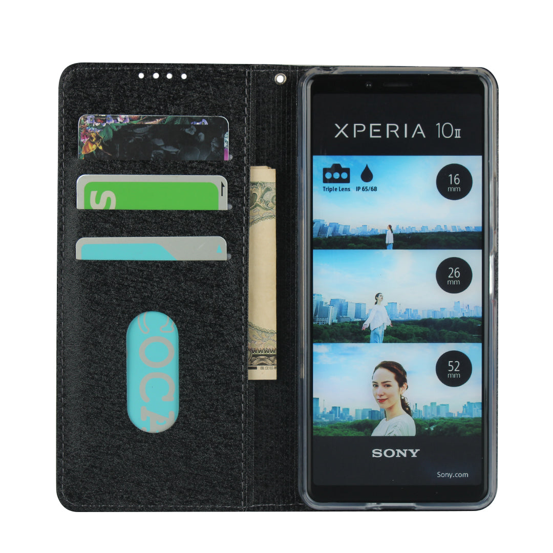 Silk Surface Leather with Strap Cover for Sony Xperia 10 II