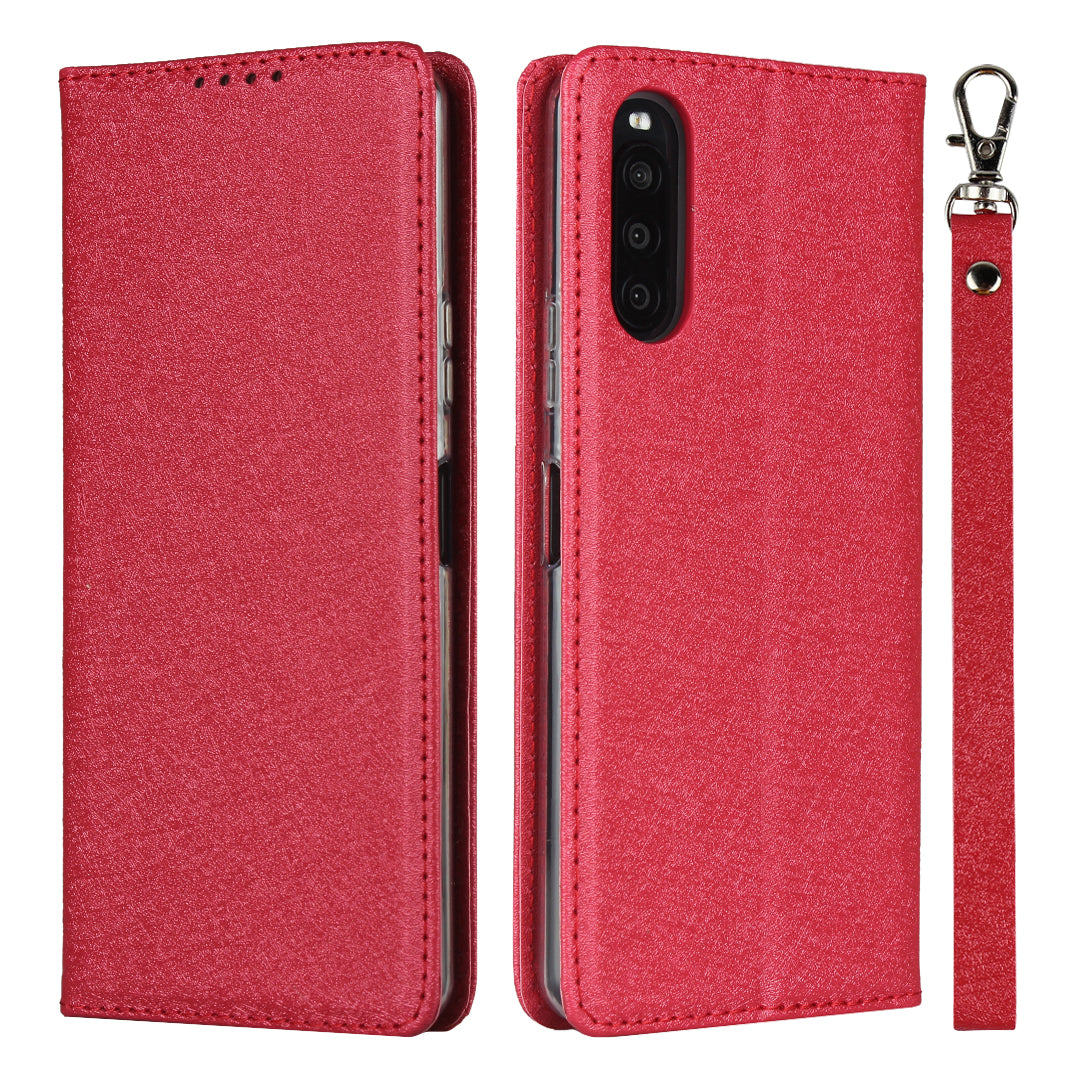 Silk Surface Leather with Strap Cover for Sony Xperia 10 II