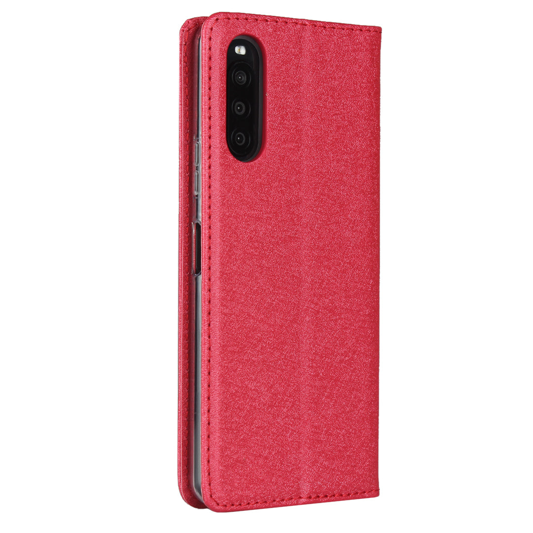 Silk Surface Leather with Strap Cover for Sony Xperia 10 II