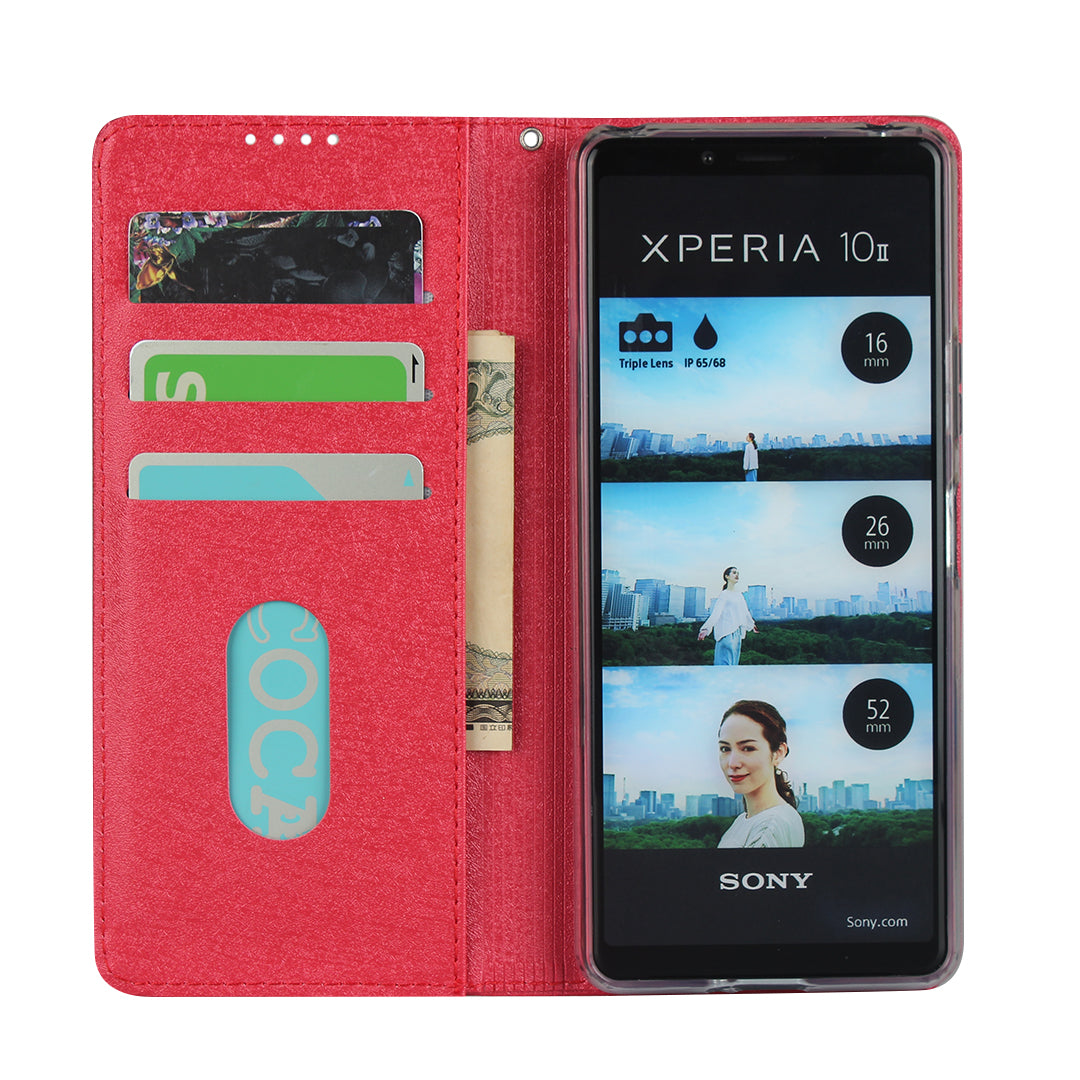 Silk Surface Leather with Strap Cover for Sony Xperia 10 II