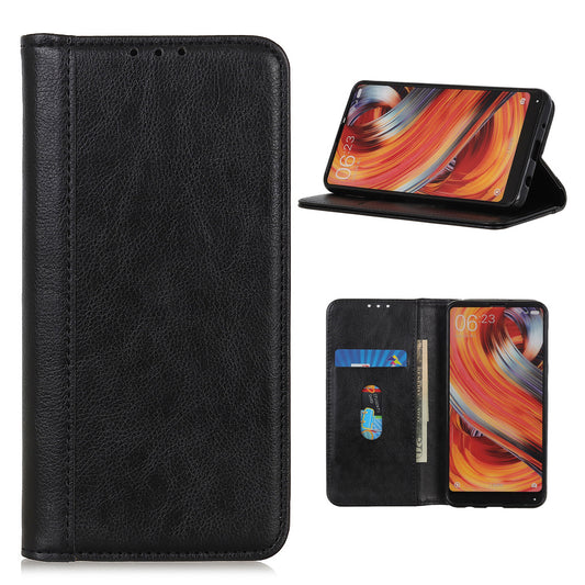 Litchi Skin Auto-absorbed Split Leather Cell Phone Case for Sony Xperia 5 II