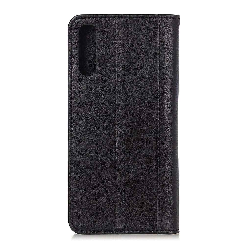 Litchi Skin Auto-absorbed Split Leather Cell Phone Case for Sony Xperia 5 II