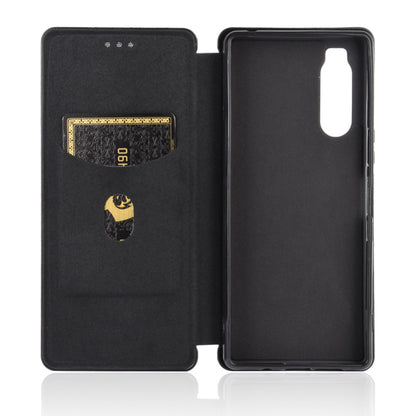 Carbon Fiber Auto-absorbed Leather Case with Card Slot for Sony Xperia 5 II