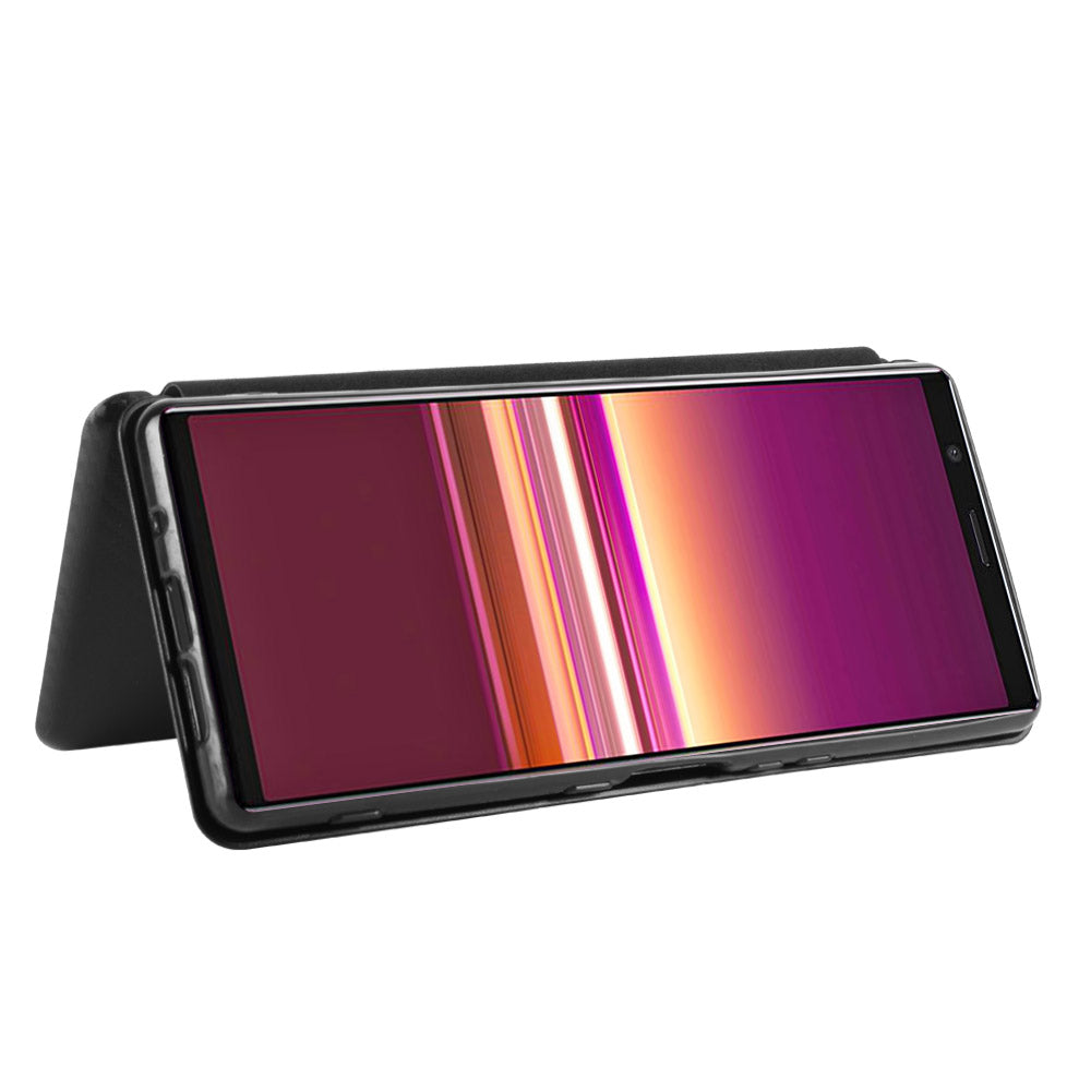 Carbon Fiber Auto-absorbed Leather Case with Card Slot for Sony Xperia 5 II
