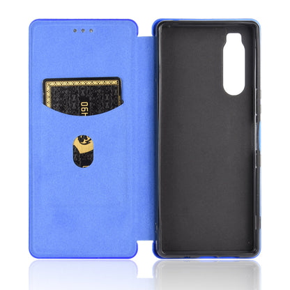 Carbon Fiber Auto-absorbed Leather Case with Card Slot for Sony Xperia 5 II