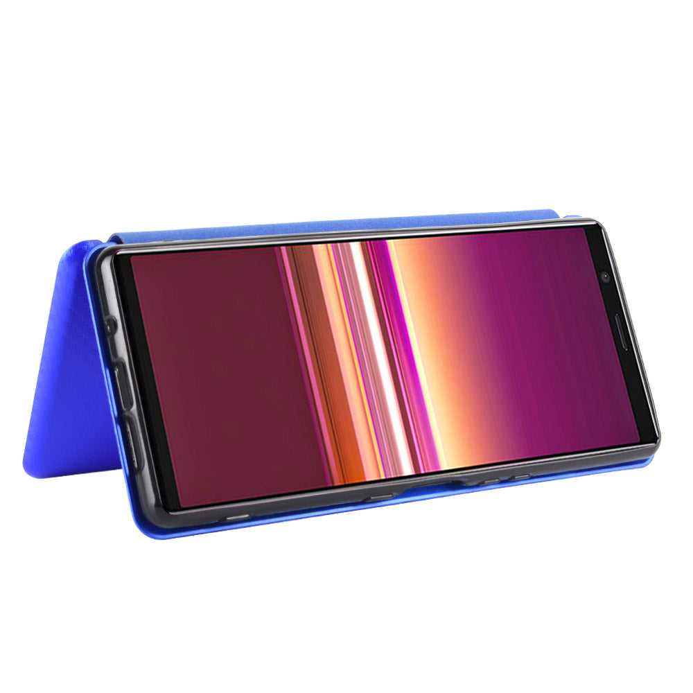 Carbon Fiber Auto-absorbed Leather Case with Card Slot for Sony Xperia 5 II
