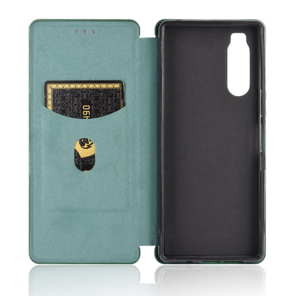 Carbon Fiber Auto-absorbed Leather Case with Card Slot for Sony Xperia 5 II