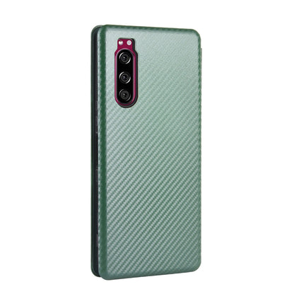 Carbon Fiber Auto-absorbed Leather Case with Card Slot for Sony Xperia 5 II