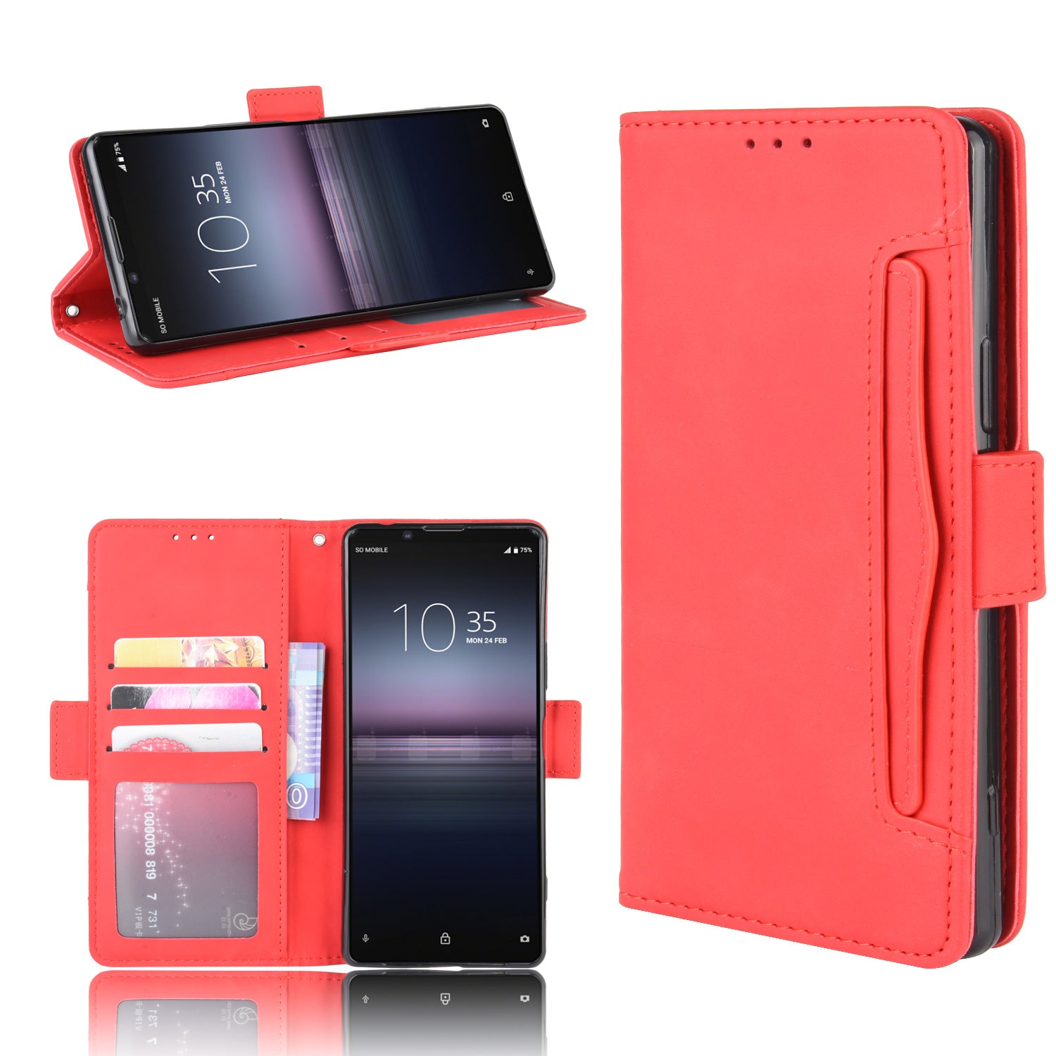 Multi-slot Leather Case Wallet Stand Shell for Sony Xperia 5 II