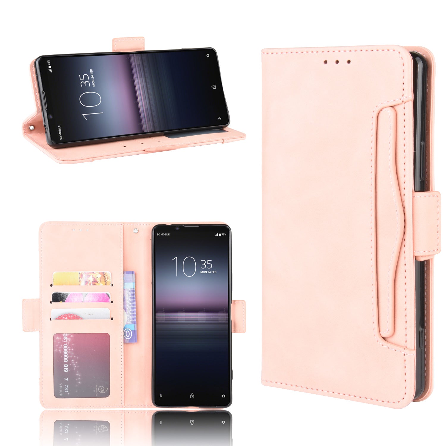Multi-slot Leather Case Wallet Stand Shell for Sony Xperia 5 II