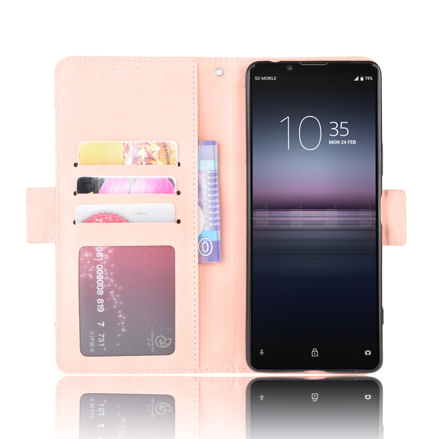 Multi-slot Leather Case Wallet Stand Shell for Sony Xperia 5 II