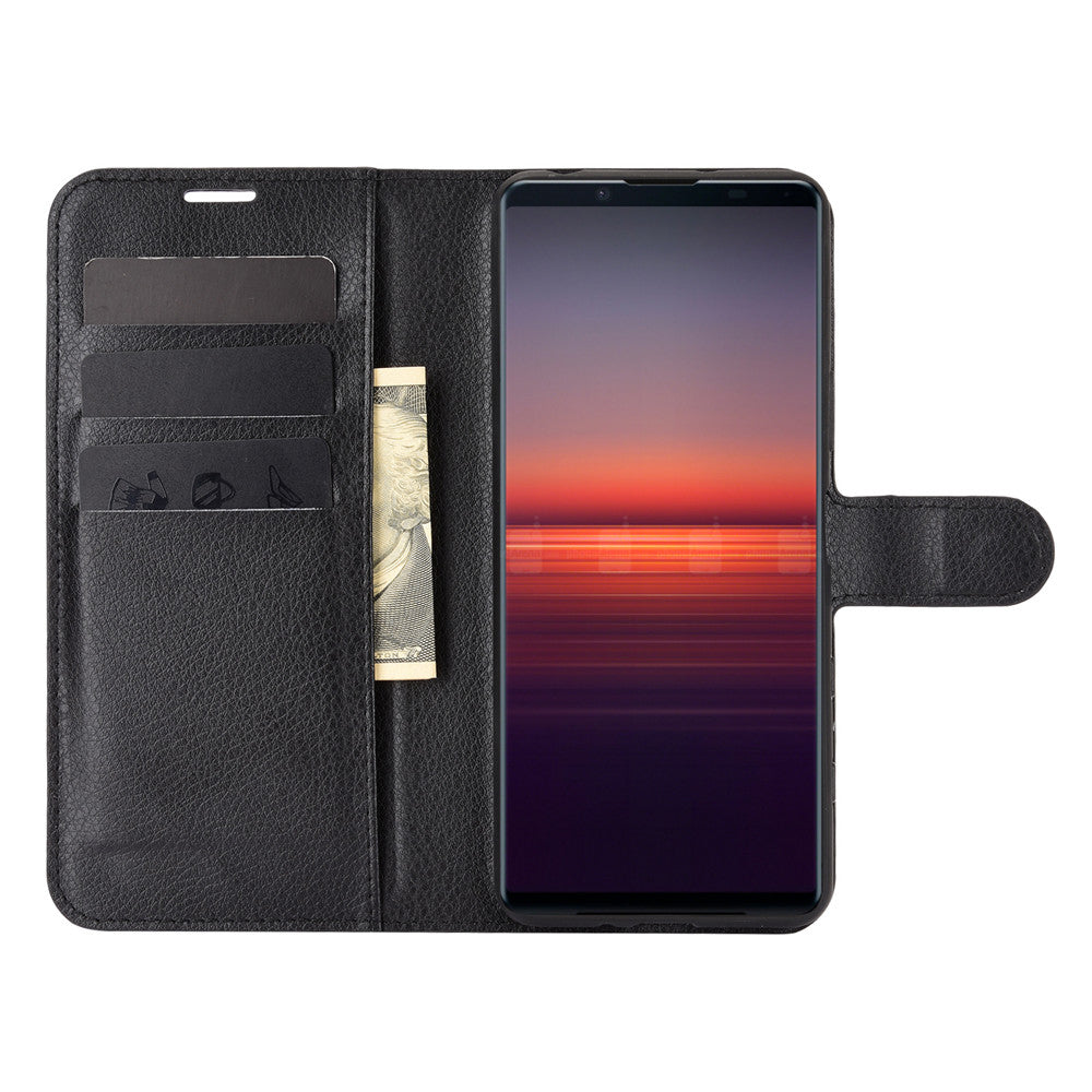 Litchi Texture Leather Wallet Cell Phone Protective Case for Sony Xperia 5 II